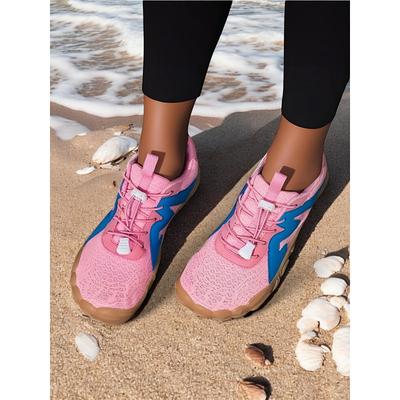 Breathable Wide Fit Water Shoes for Women – Stylish Color-block Barefoot Aqua Shoes for Beach, Kayaking, Swimming Travel, Quick-Drying Lightweight Swim Footwear