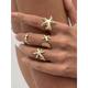 Women's Gold Silver Ocean Style Ring Set - Set of Multi-Piece Bohemian Adjustable Rings with Starfish, Sun, Shell and Pearl Decorations, Perfect for Beach Vacations and Summer Looks