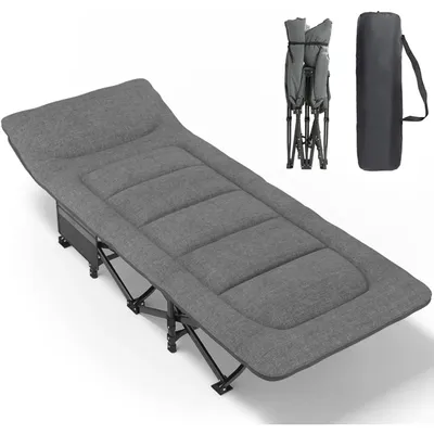 Camping Cot for Adults with Cushion and Pillow, for Sleeping, Lightweight Tent Cot with Carry Bag