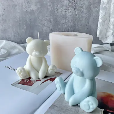 Sitting Rabbit Silicone Candle Mold 3D Cartoon Bear Aromatherapy Gypsum Craft Handmade Chocolate
