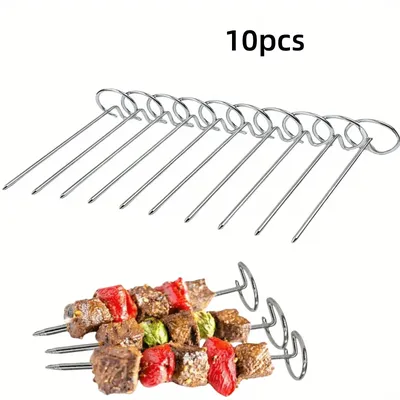 Stainless Steel 10pcs Vertical Air Fryer Skewers - Universal Oven BBQ Grill Kebab Accessories
