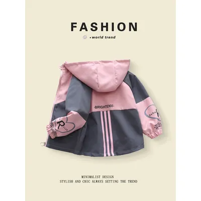 Color - Blocked with Stripes Hooded Coats for Children (Aged 3 - 10, Boys & Girls) in Spring &