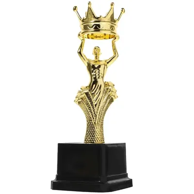 Plastic Award Trophy Crown Golden Winner Award Trophy Toy Singing Dancing Competition Craft