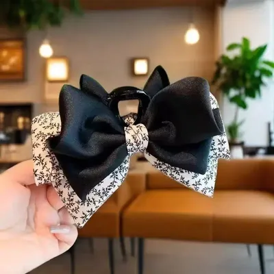 1pc Elegant floral bow clip, new retro autumn and winter style, shark clip hair clip headband at the