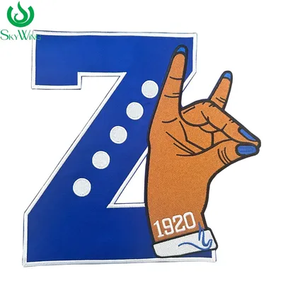 Zeta Hand Sign Patch for Sweatshirt, Custom Iron on Embroidery Zeta Phi Beta Sorority Applique for