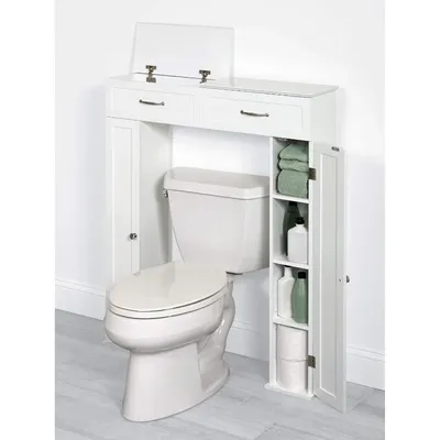 Wooden Bathroom Storage Organizer with Doors and Adjustable Shelves, Bathroom Space