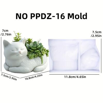 TEMU White Cat Planter Silicone Mold - Cute Kitten Design For Succulents, Resin, Plaster, Cement & Concrete - Home Decor And Gifts, Gift Item | Design | Adorable Look, Plant Decor Image