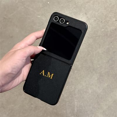 TEMU Luxury Personalized Customized Golden Name Pu Hard Phone Case For Zflip 6 5 4 Zflip 6 Zflip 4 Protective Cover Image