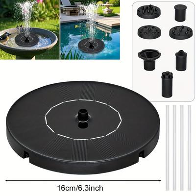 TEMU 1.4w Solar-powered Bird Bath Fountain Pump With 6 Nozzles, Portable & Floating Design, Ipx8 Rating, Outdoor Decor In Gardens, , And Pools, Pet Water Fountain Image
