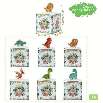 TEMU 24pcs Dinosaur Theme Birthday Party Candy Boxes - High-quality Paper Gift Containers With Dino Illustrations, 6 , ' Celebrations Image