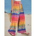 Femmes Jambe large Chinos Pantalons Amples Vacances Mode Style Ethnique Longueur complète Taille haute Fleuri Graphique Impression Respirant Doux Micro-Élastique Formel Vacances Rue Rose Claire Bleu