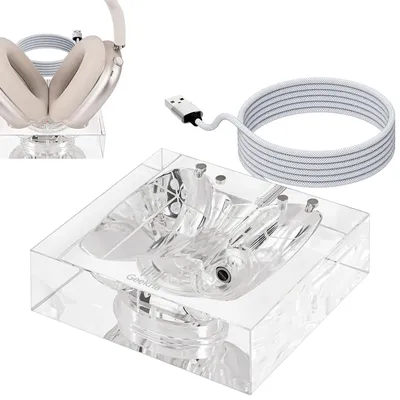 Geekria Headphones Charging Stand for AirPods Max (USB-C), Acrylic Charging Dock