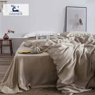 Liv-Esthete 100% Silk Bedding Set Mulberry Top Grade Silk Sheet Set Beauty Quilt Cover Flat Sheet Pillowcase Queen King Bed Set