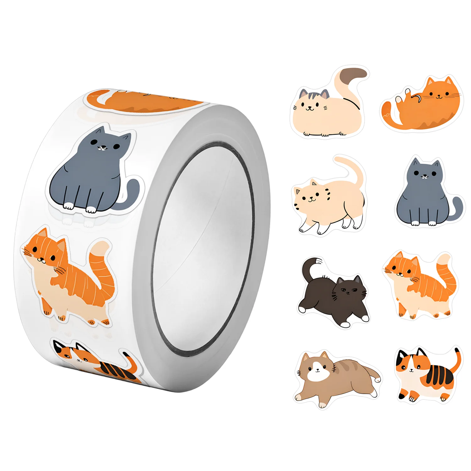 500 Stück/Rolle niedliche Haustier-Mimi-Katzen-Aufkleber, 2,5 cm, 16 Designs, Abziehbilder, DIY-Schmücken, Geschenke, geeignet für verschiedene Verpackungen, Heimdekoration Image