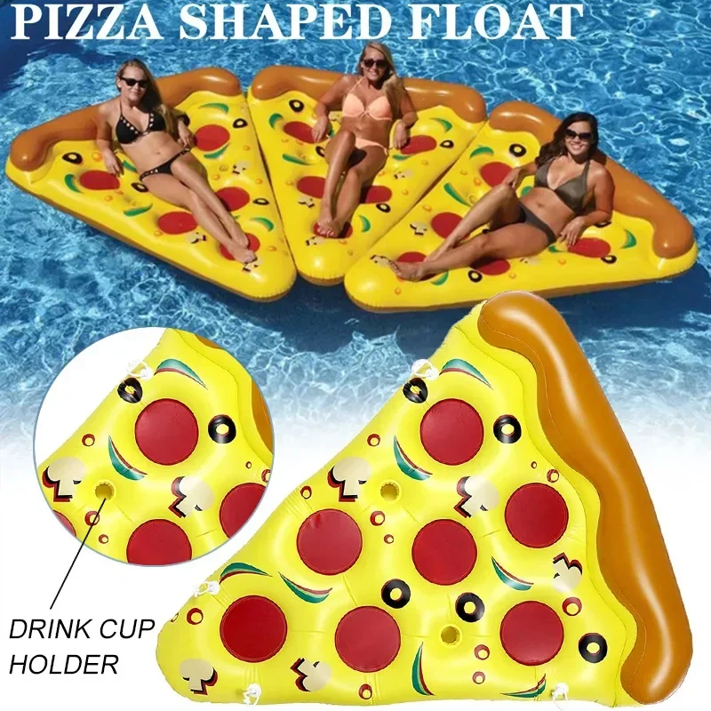 Pizza schwimmendes aufblasbares Spielzeug Sommer Pool Strand Ponton aufblasbares Schwimmen schwimmender Lounge-Stuhl mit Getränkehalter Wasserspielzeug Image