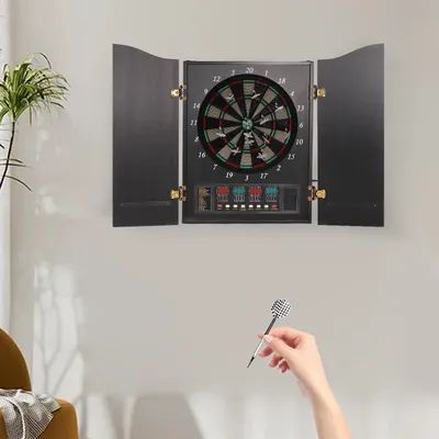 Elektronische Schrank-Dartscheiben-Dartmaschine mit Spielcomputer, 27 Kategorien, 243-Unterkategorien, bis zu 16 Spieler für Büros, Garten Image