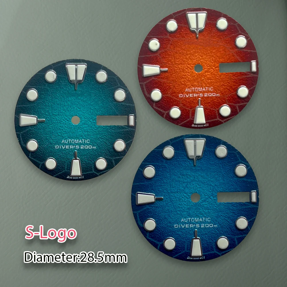 S Logo 28,5 mm NH36 Zifferblatt Druck Zifferblatt grün nachtleuchtende Passform NH36/4R36 Uhrwerk Tinte Farbverlauf Uhr Modifikation Zubehör Image