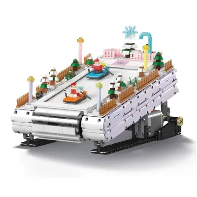 MOC Neue Jahre Weihnachten Ski Field Resort Bausteine Set Idee Motor Skifahren Winter Schneemann Image
