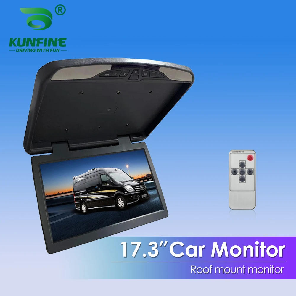 17,3 Zoll Autodachmonitor 1080P Flip Screen Top Multimedia Video Decke Dachmontiertes Display PAL NTSC Zwei-Wege-AV-Videoeingang Image