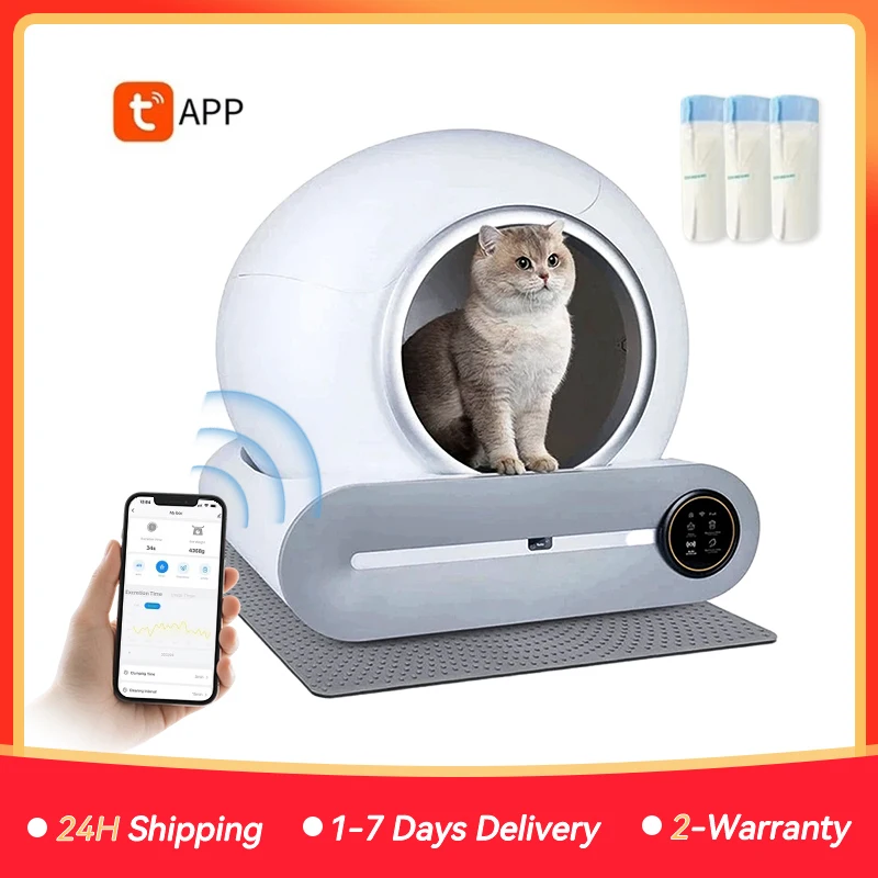 MJDZSW Intelligente Automatische Katzentoilette 65L Extra Große Selbstreinigende Katzentoilette App-Steuerung Katzenklo Litière Auto Nettoyante Image