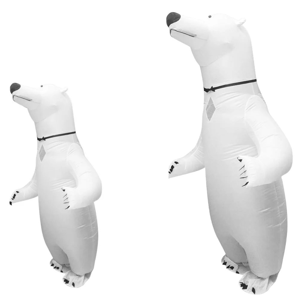 Aufblasbares Kostüm für Erwachsene, süßes Tier, Eisbär, Cosplay, Anzieh, lustiges Kostüm, Halloween, Purim, ausgefallenes Maskottchenkostüm, geeignet für S Image