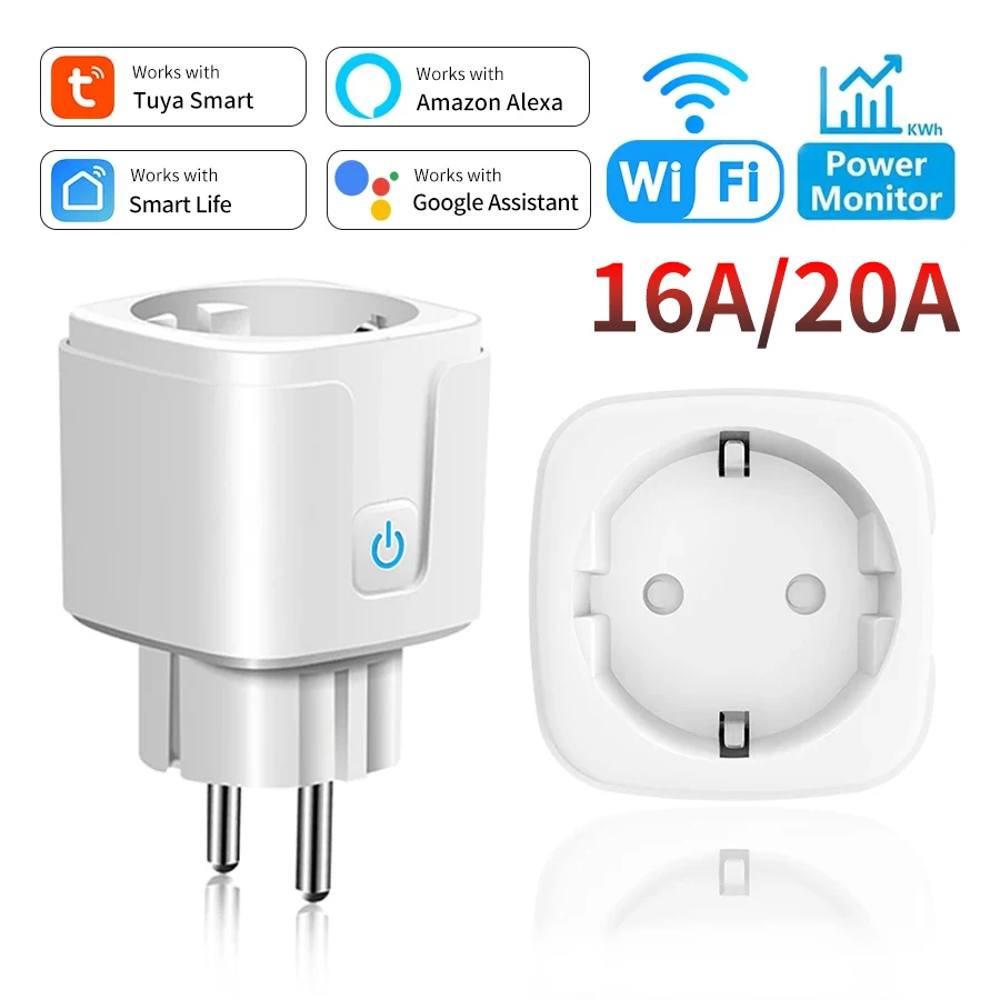 Smart Plug WiFi-Steckdose EU-Steckdose 16A 20A mit Power Monitoring Timing-Funktion funktioniert mit Alexa Google Home Alice Smart Life Image
