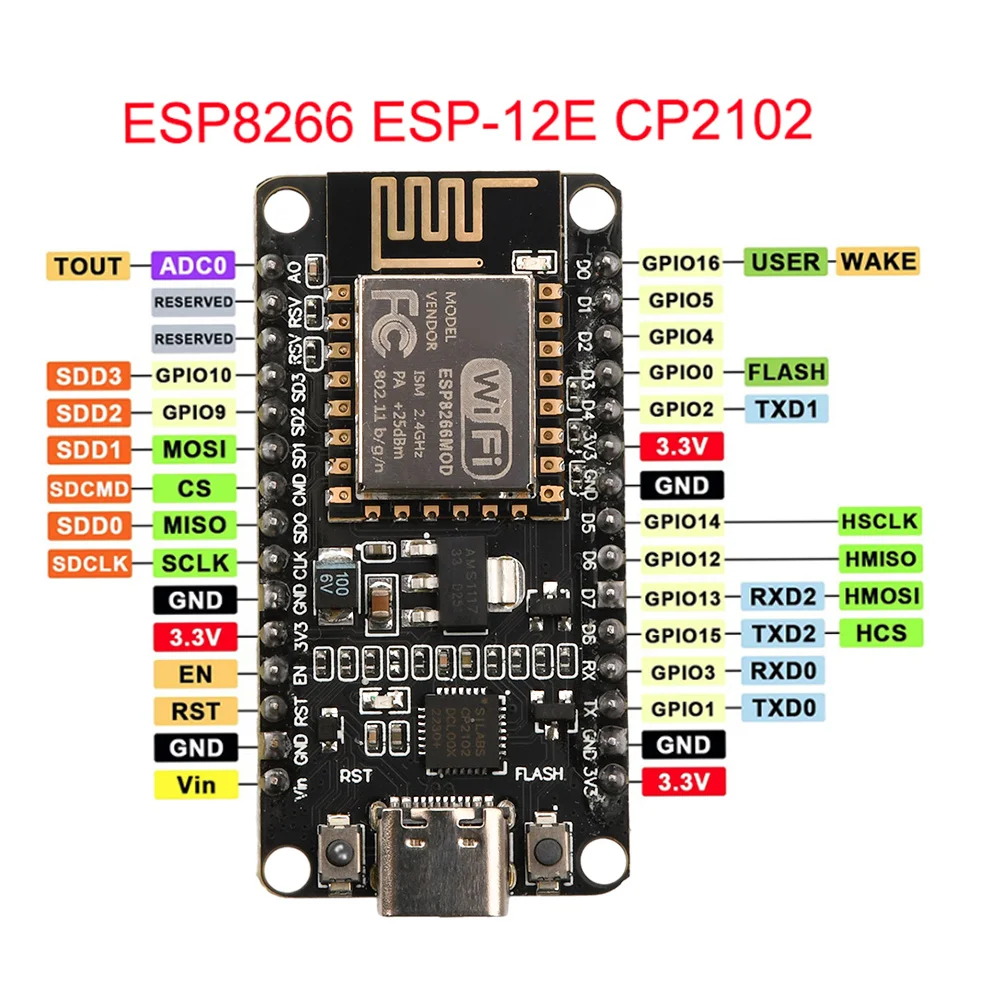 ESP8266 Serielles WLAN-Modul für intelligente Automatisierungssteuergeräte CP2102 NodeMCU Lua V3 Entwicklungsboard Typ-C-Schnittstelle Image