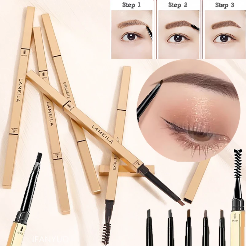 Doppelkopf-Augenbrauenstift mit Pinsel, wasserdicht, glatt, 5 Farben, Augenbrauenstift, Tönung, Mascara, verbessert Kosmetik, Schönheit, Damen-Make-up