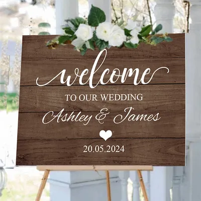 Custom Name Welcome to Wedding Sign Mosaic Board Personalized Name Date Welcome Sign for Wedding