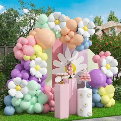 134pcs Daisy Flower Balloon Arch Set Bohemia Zouju Birthday Gender Reveal Wedding Anniversary