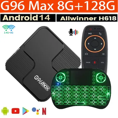 G96 Max Smart Android14 TV Box 2025 2.4G 5G Dual Wifi 8K 128GB Box Media Player 2025 Allwinner H618