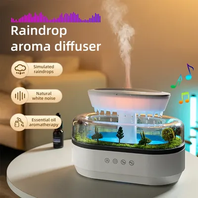 Aroma Humidifier Raindrop Air Humidifier Colorful Light White Noise Essemtial Oil Diffuser Home