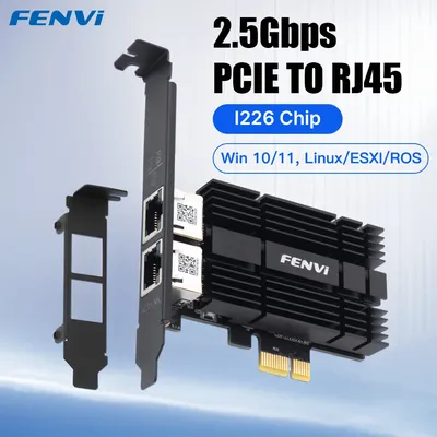 FENVI 2.5G PCIE To RJ45 Network Card For Intel I226 Chipset Gigabit Ethernet Dual Ports