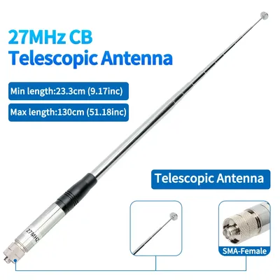 27MHz SMA-Female Handheld Telescopic CB Antenna For Iradio UV-98 PLUS BinTolk BT8200 Quansheng TK11