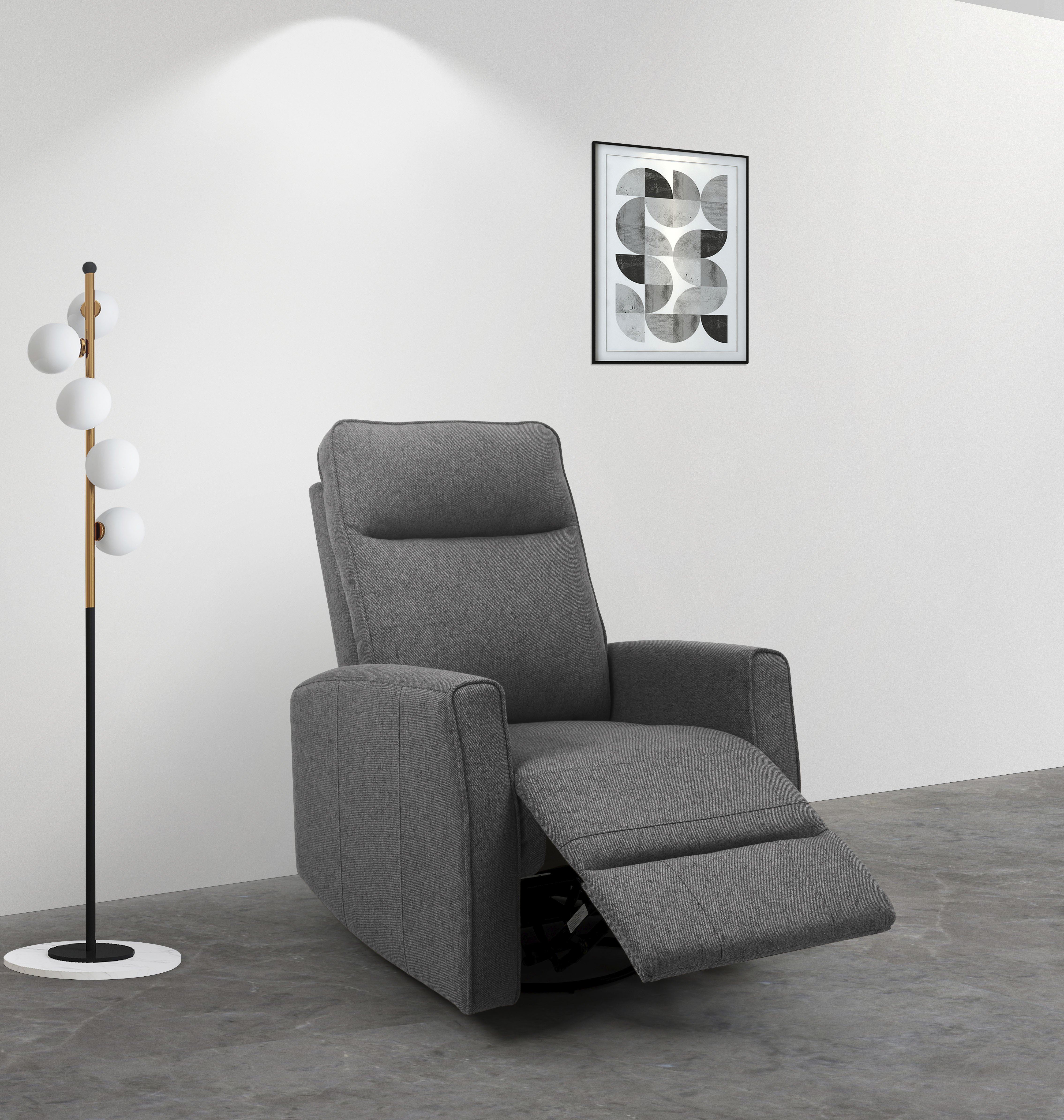 Relaxsessel OTTO HOME "KAYLI mit Schaukel-, Dreh und Liegefunktion, Webstoff, Federkern", grau (anthrazit), B:75cm T:92,5cm, Sessel, Relaxsessel, Lesesessel, TV-Sessel mit Reclinerfunktion, 360 drehbar