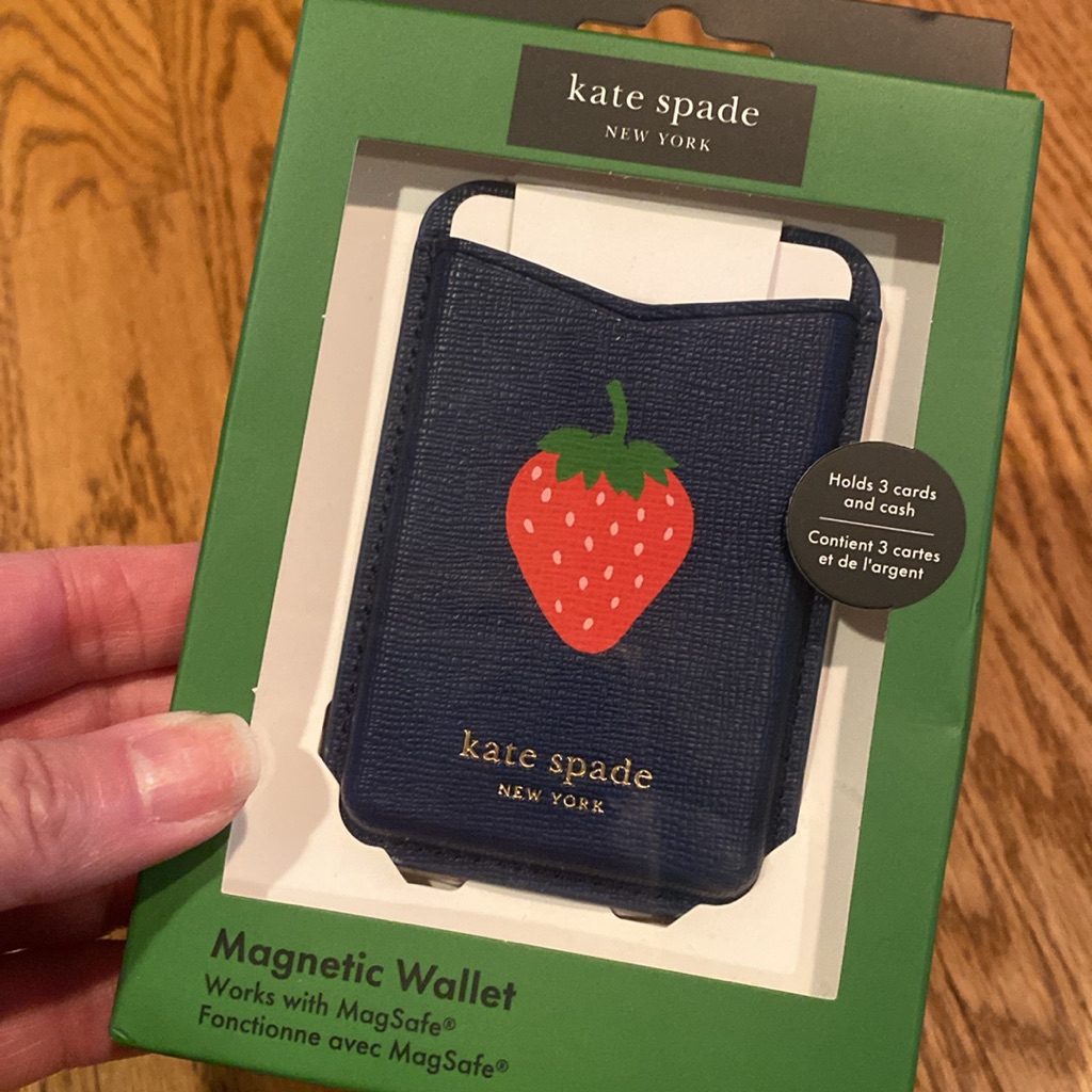Kate Spade Cell Phones & Accessories | Kate Spade X Target Magnetic Navy Phone Card Holder With Strawberry Design | Color: Blue/Red | Size: Os