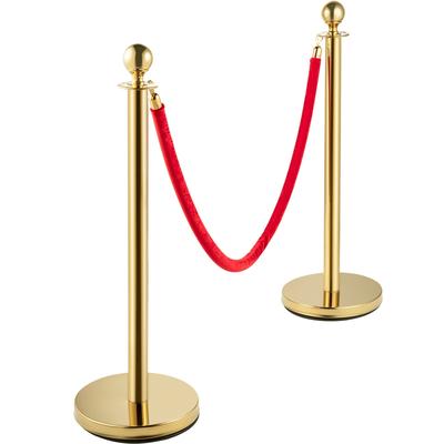 Stainless Steel Stanchion Posts Queue, Red Velvet Ropes Silver Post, 5FT Rope Barriers Queue Line Crowd Control Barriers