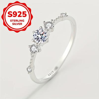TEMU Elegant S925 Sterling Silver Ring With Cubic Zirconia, , , Valentine's Day - April Birthstone, Korean And Japanese Fashion, Exquisite, 2022 Image
