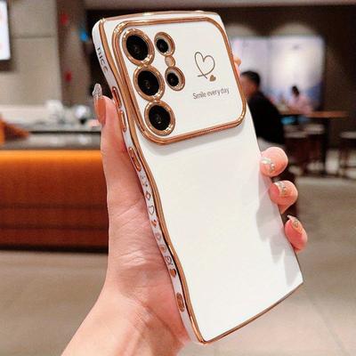 TEMU Electroplated Large Window High-quality Stylish Street Fashion Full Protective Case For , Shockproof For Galaxy S25, S24, S23, S22 Fe + Phone Cover Set. Image