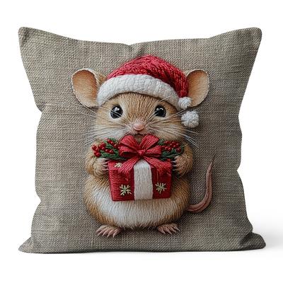 TEMU 1pc Christmas Cushion , , Washable, , 100% , , Pillowcase For , 17.7x17.7 , 180gsm - -sided ( Not Included) Image