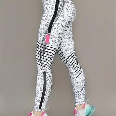 TEMU Women's High Waist Yoga Pants With Cartoon Print, Moisture-wicking, Quick-drying, And Stretchy For Fitness And Running Suitable For Autumn Image