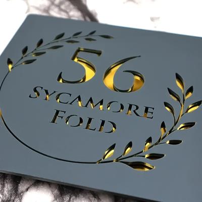 TEMU Customized Acrylic House Number Plate - Personalized Outdoor Address Sign, With Laser Cutting And Matte Treatment, Suitable For Home And Office Image