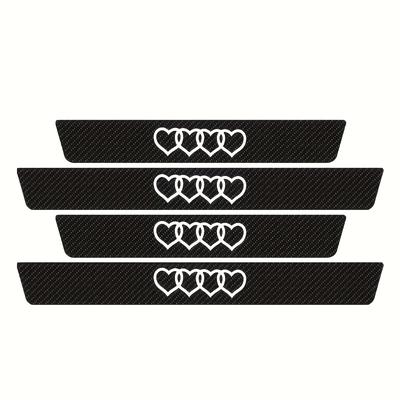 TEMU 4pcs Heart Carbon Fiber Car Door Protectors - Fit, -resistant Decorative Strips Image