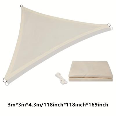 TEMU 1pc Waterproof Sun Shade Sail, 95% Uv Blockage Triangular Canopy For Outdoor Patio, Garden, Backyard, Pool - Durable Alloy Material, , Beige, Sun Shade Image