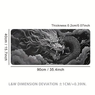TEMU Extra-large Mouse Pad - Monochrome Design With White & Black Artwork, Washable & Durable Rubber Base, Precision Stitched Edges - Ideal For Desk & Computer Use, Large Mouse Pad Image