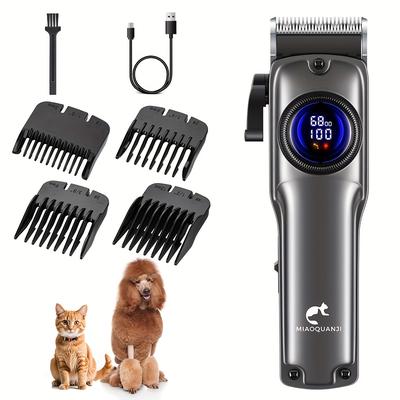 TEMU 1pc Heavy Duty Thick Hair And Fur Dog Grooming Electric Clipper, Dog Hair Trimmer, Rechargeable Pet Shaver With Digital Display, Dog Scissors For Small And Large Dogs Pet Grooming Image