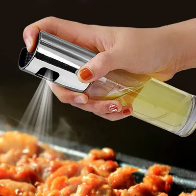 1-4Pcs Vinegar Oil Cruet Oiler Press-type Oil Bottle Things for Kitchens Leakproof and Heat-resistant Glass Spray Sprayer Tools