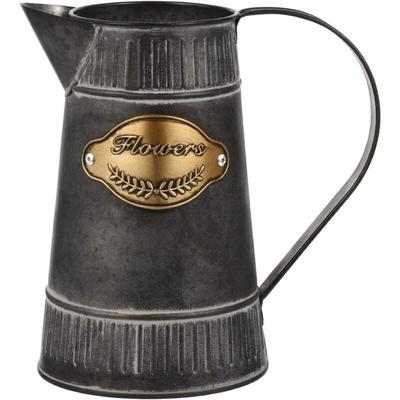 Vintage Gießkanne aus Eisen, Landhausstil, Dekoration, Vase, Krug, rustikaler Metalleimer, Topf, Image