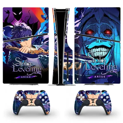 Solo Leveling Anime PS5 Slim Disc Skin Aufkleber Aufkleber Cover für Konsole und 2 Controller Neues Image