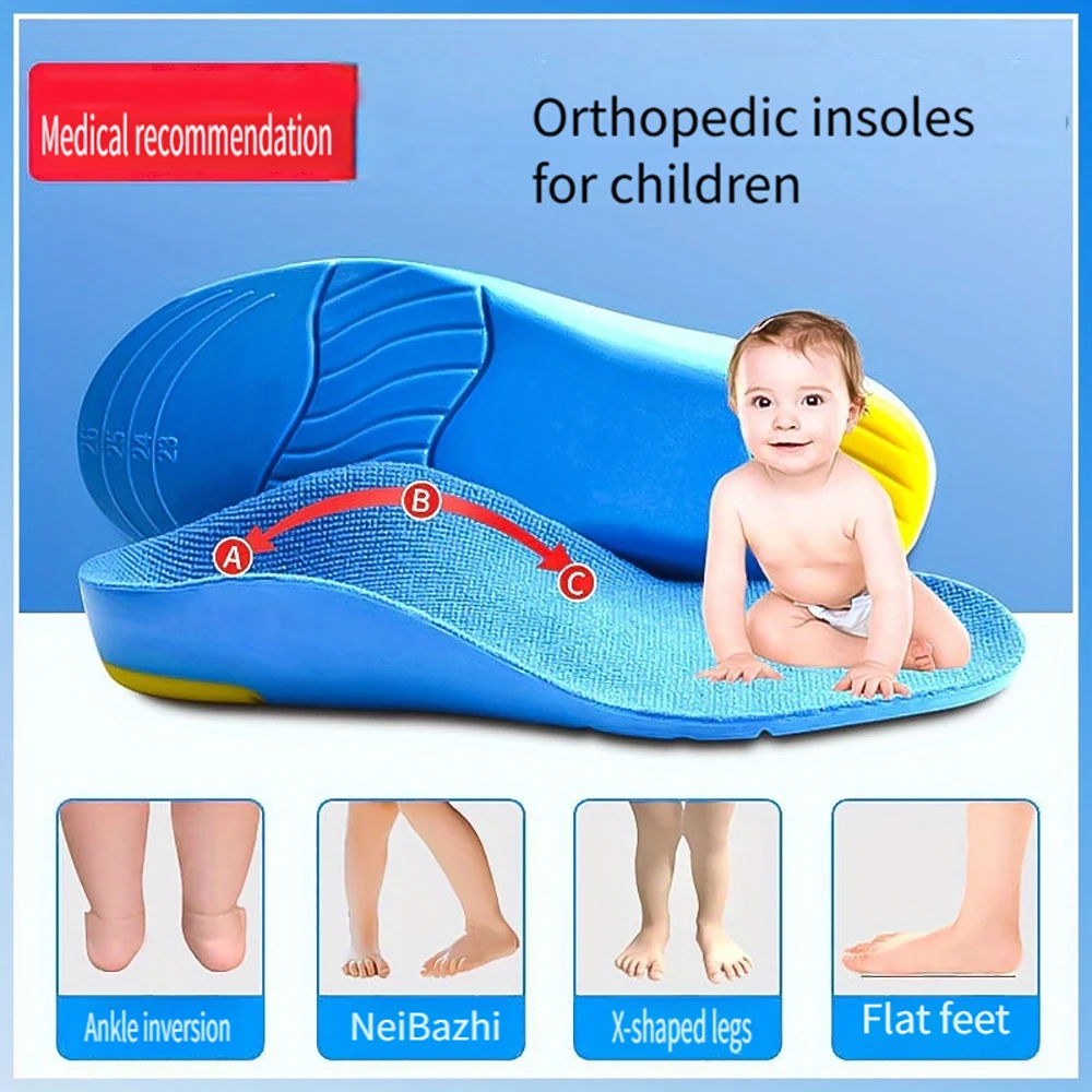 Kinder Orthesen Plattfuß Hohe Fußgewölbestütze Orthopädische Einlegesohlen für Kinder Plantarfasziitis Komfort Sport Laufschuhe Polster Image